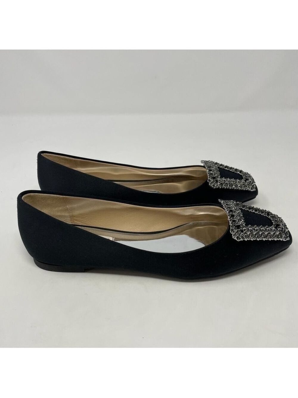 Badgley Mischka Emerie Embellished Crystal Buckle Satin Slip on Flats NWT - Picture 7 of 14